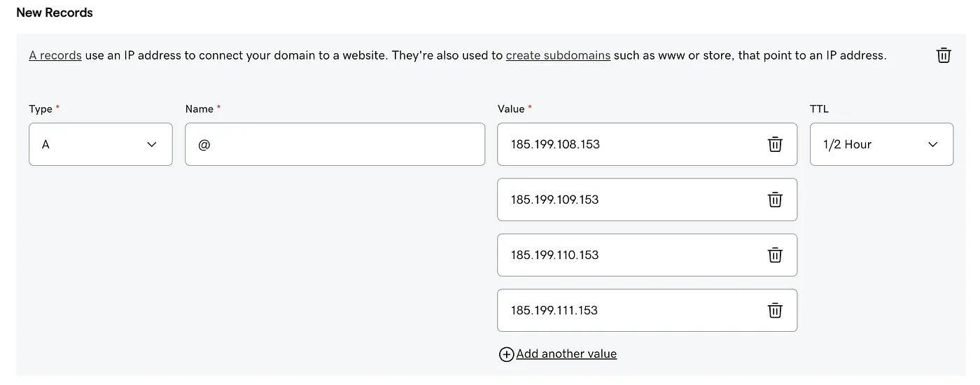 DNS A Records Configuration