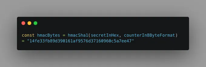 HMAC-SHA1 Hash Generation